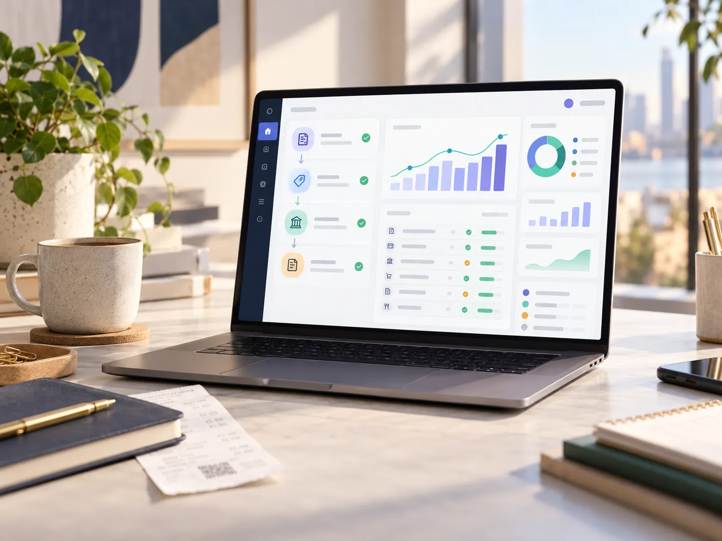 dayBook workspace showing cash, exceptions, documents, and review tasks